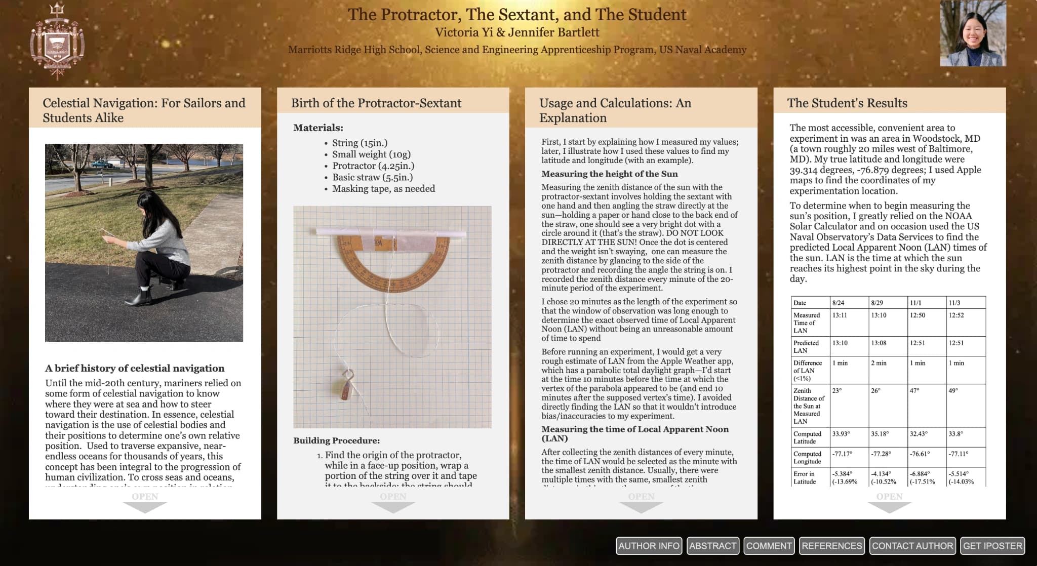 The Protractor, the Sextant, and the Student iPoster by Victoria Yi and Jennifer Bartlett